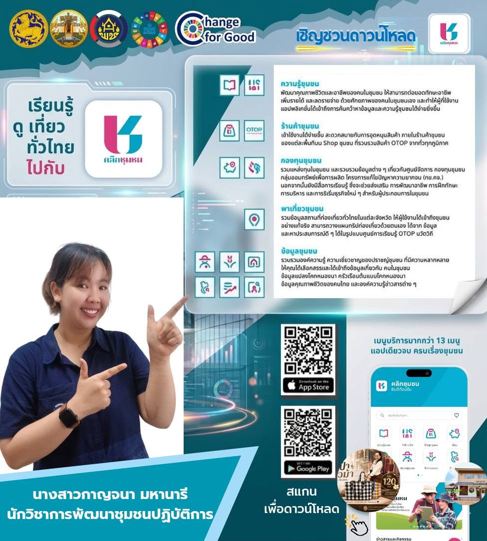 สพอ.แก้งสนามนาง ประชาสัมพันธ์แนะนำการลงทะเบียนและการใช้งาน Application "Click ชุมชน"